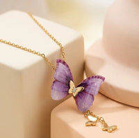 Enchanted Purple Butterfly Necklace - Anti-Tarnish Gold Plated | Korean Aesthetic