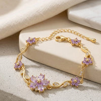 Tulip Purple Floral Vine Anti Tarnish Bracelet for Women | Premium Plated