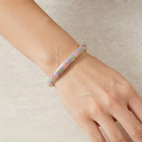 Floral Enamel Gold Plated Bangle - Purple Blossom