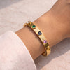 Rainbow Heart Anti-Tarnish Gold Plated Bangle - Minimalist Korean Style Bracelet