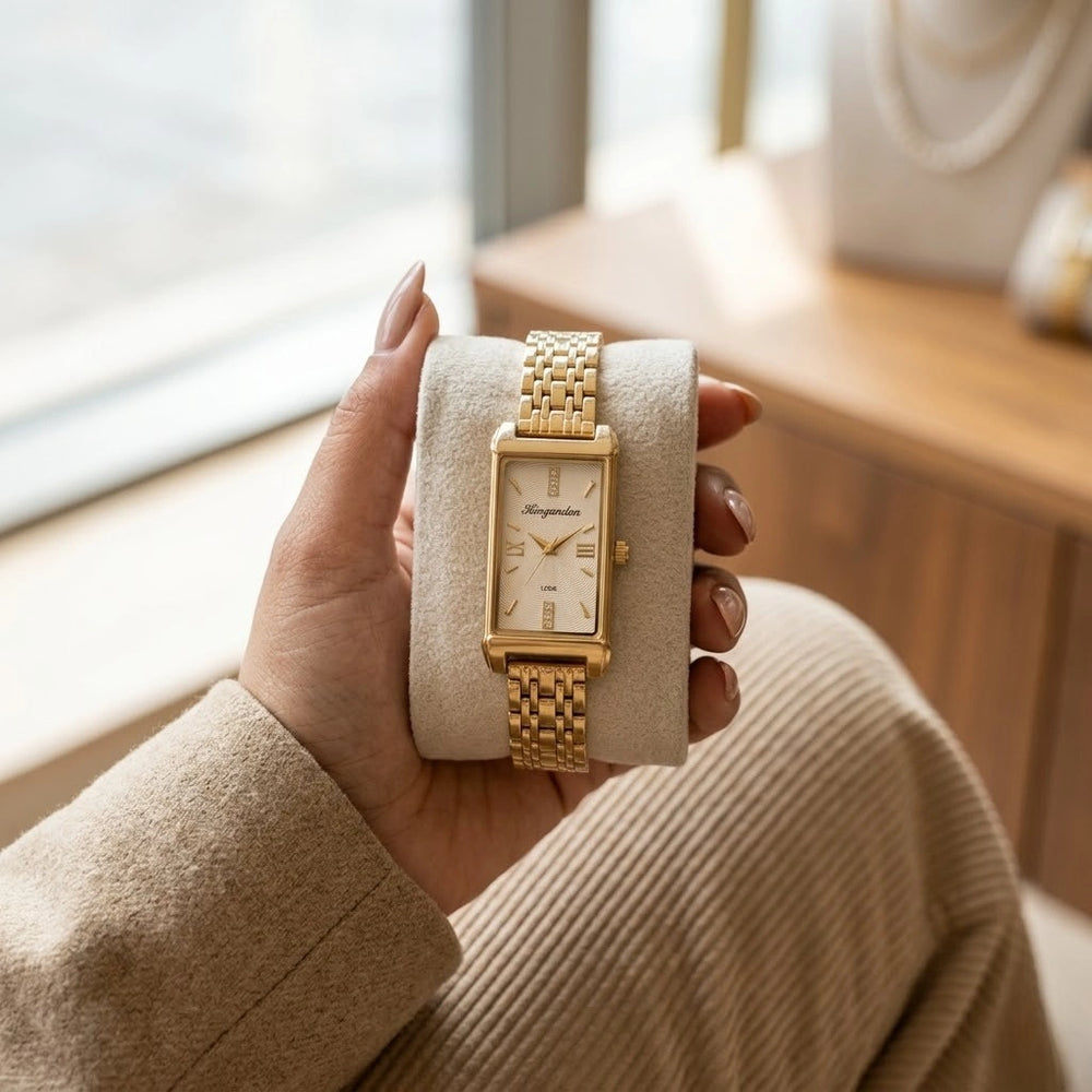 Classic Rectangular Vintage Watch - Anti-Tarnish Gold Plated