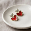 Red Glitter Double Heart Drop Earrings | Gold-Plated Coquette Jewelry