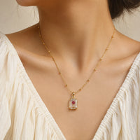 Red Heart Clear Pendant Anti-Tarnish Gold-Plated Necklace