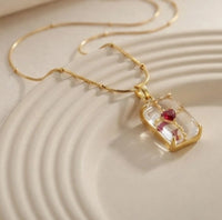 Red Heart Clear Pendant Anti-Tarnish Gold-Plated Necklace