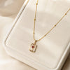 Red Heart Clear Pendant Anti-Tarnish Gold-Plated Necklace