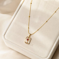 Red Heart Clear Pendant Anti-Tarnish Gold-Plated Necklace