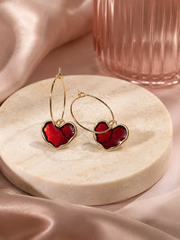 Red Heart Hoop Earrings
