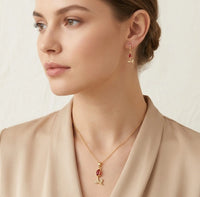 Red Tulip Necklace and Earring Set - Anti-Tarnish Floral Jewelry Combo