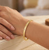 Ribbed Stone-Studded Anti-Tarnish Gold Plated Bracelet for Women