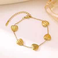 Ribbed Heart Charm Bracelet | Anti-Tarnish Gold Plated