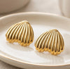 Ribbed Heart-Shaped Vintage Studs | Anti-Tarnish Fashion Jewelry