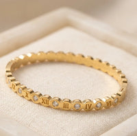 Roman Numeral Anti Tarnish Gold Plated Bracelet for Women