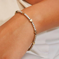 Heart Tennis Bracelet - Anti-Tarnish Gold Plated & CZ Stone (Premium Korean Style)