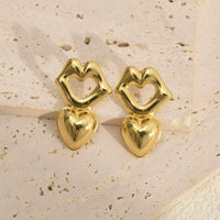 Lips & Heart Dangle Earrings | Anti-Tarnish Gold Plated Statement Jewelry