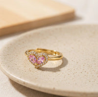 Pink Double Heart Halo Ring - High Quality Fashion Jewelry