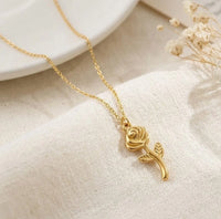 Rose Pendant Anti-Tarnish Necklace - Minimalist Floral Jewelry