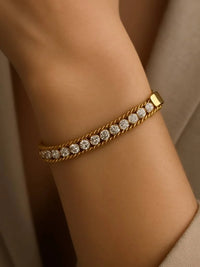 Vintage Rope Twist Crystal Tennis Bracelet | 18K Gold Plated Anti-Tarnish | Moncheri