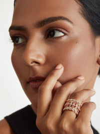 2 in 1 - Rose Gold Multi-Layered Crystal Fashion Ring/ Bracelet- High Quality Statement Jewelry for Women