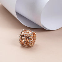 2 in 1 - Rose Gold Multi-Layered Crystal Fashion Ring/ Bracelet- High Quality Statement Jewelry for Women