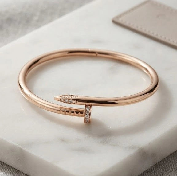 Rose Gold Nail Bracelet | Minimalist Anti Tarnish Statement Jewelry