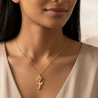 Rose Pendant Anti-Tarnish Necklace - Minimalist Floral Jewelry
