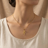 Rose Pendant Anti-Tarnish Gold Plated Necklace for Women