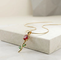 Elegant Rose Pendant Necklace - Anti-Tarnish Gold-Plated Floral Jewelry-Tulip