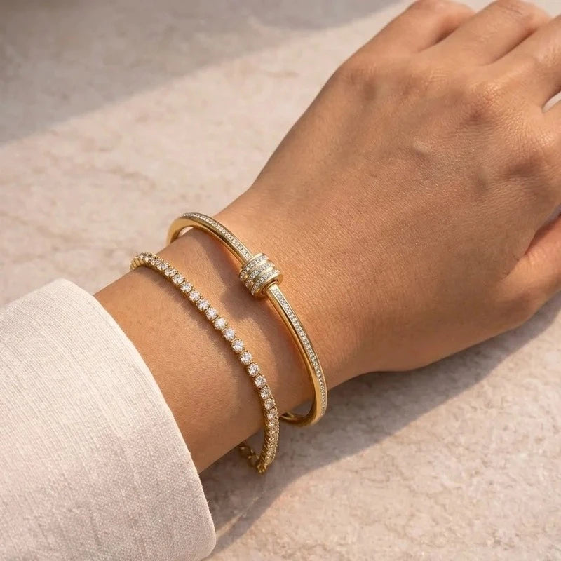 Starlight Crystal Bracelet Stack – Anti-Tarnish Combo