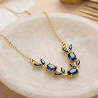 Tulip Elegant Blue Stone Floral Vine Necklace | Anti Tarnish Fashion Jewelry