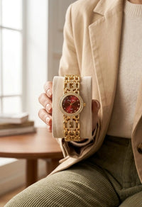 Moncheri Premium Anti-Tarnish Gold Plated Maroon Dial Luxury Watch