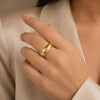 Chunky Dome Scattered Crystal Ring | Anti Tarnish Gold Plated Adjustable Ring