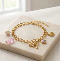 Aesthetic Multi-Charm Link Bracelet - Anti Tarnish Finish