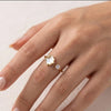 Seashell & Solitaire Crystal Adjustable Ring | High Quality Fashion Jewelry