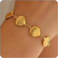 Seashell Gold Plated Bracelet - Anti Tarnish Scallop Shell Jewelry for Women
