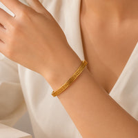 Greek Key Geometric Bangle - Anti-Tarnish Gold-Plated Bracelet