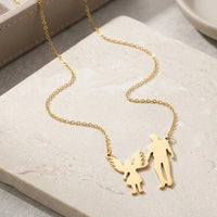 Father & Angel Daughter Silhouette Necklace | Anti-Tarnish Fashion Jewelry