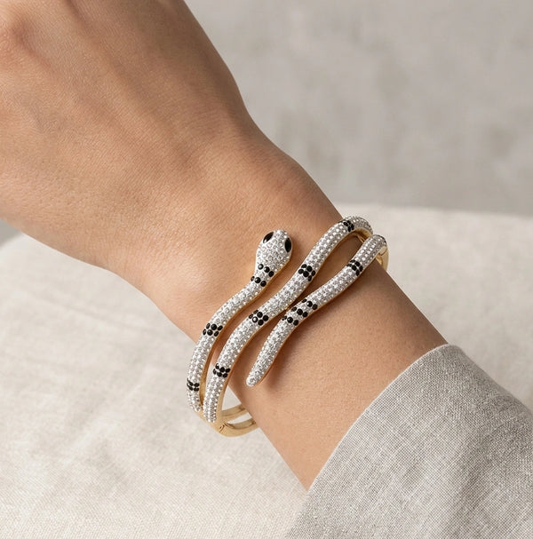 Anti-Tarnish Snake Bracelet - Gold Plated Serpent Bangle for Women (Premium Korean Design)