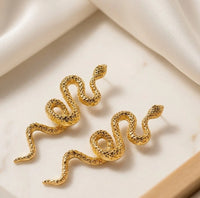 Snake Statement Earrings - Anti-Tarnish Gold Plated