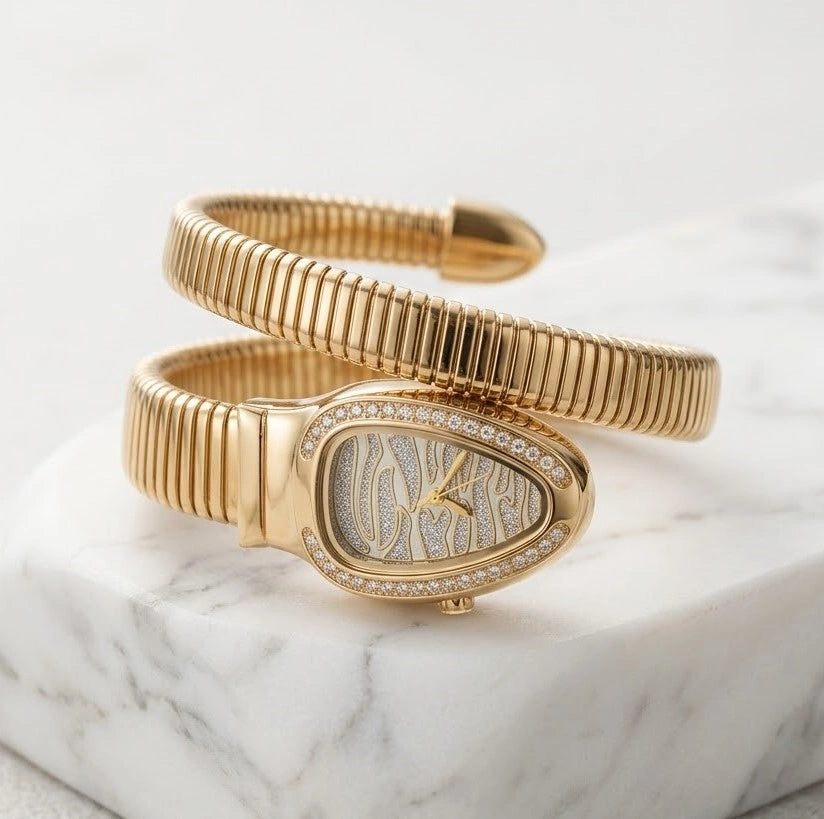 Serpenti Inspired Anti-Tarnish Gold Plated Wrap Watch