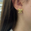 Gold Plated Ribbon Bow Earrings (Anti-Tarnish) | Premium Stainless Steel Korean Studs