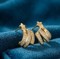 Shooting Star Gold Crystal Statement Earrings | High Quality Fashion Jewelry