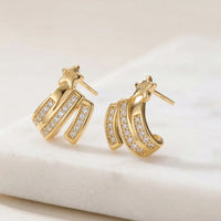 Shooting Star Gold Crystal Statement Earrings | High Quality Fashion Jewelry