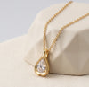 Teardrop Solitaire Pendant Necklace | Anti-Tarnish Gold Plated Dainty Chain