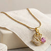 Pink Stone Swan Pendant Necklace | Anti-Tarnish Gold Plated | Moncheri Jewels