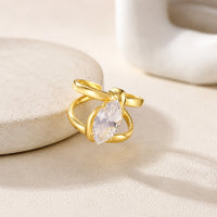 Marquise Cut Crystal Double Band Ring - Anti Tarnish Gold Plated