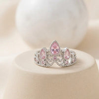 Royal Pink Tiara Crown Ring | High-Quality Fashion Jewelry