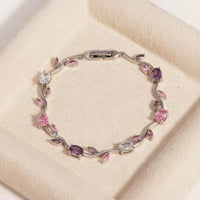 Tulip Floral Vine Crystal Korean Bracelet - Anti Tarnish Gold Plated