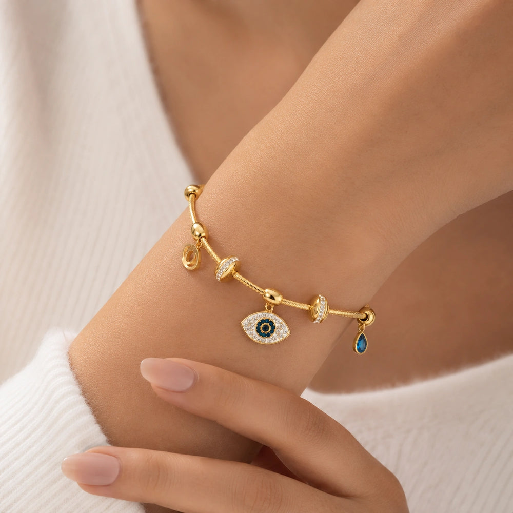 Evil Eye Charm Bracelet - Anti-Tarnish Gold Plated | Women's Jewelry