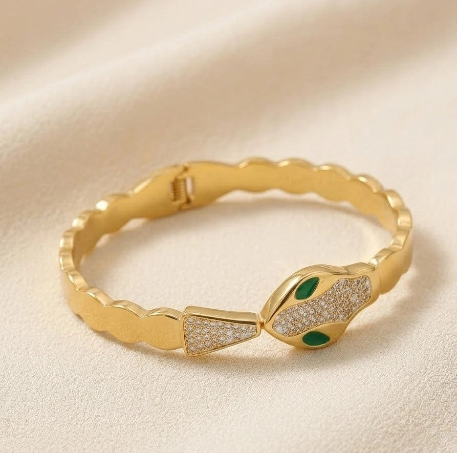 Serpent Head Anti-Tarnish Gold-Plated Bracelet