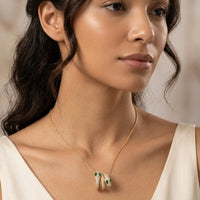 Emerald Stone Snake Pendant Necklace - Anti Tarnish Gold Plated